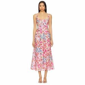 Bardot Pink Floral Lilah Corset Midi Dress Womans US 8